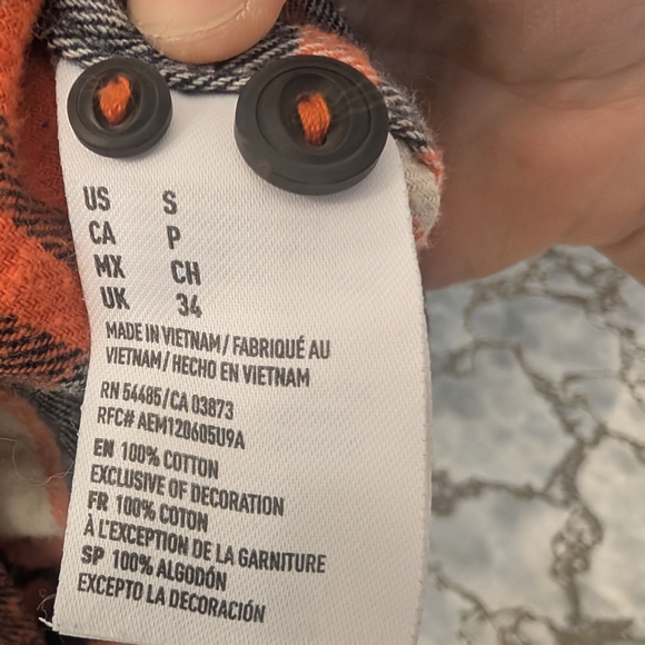 Plaid Button-Up Shirt - Orange , Blue And White - Picture 6 of 7